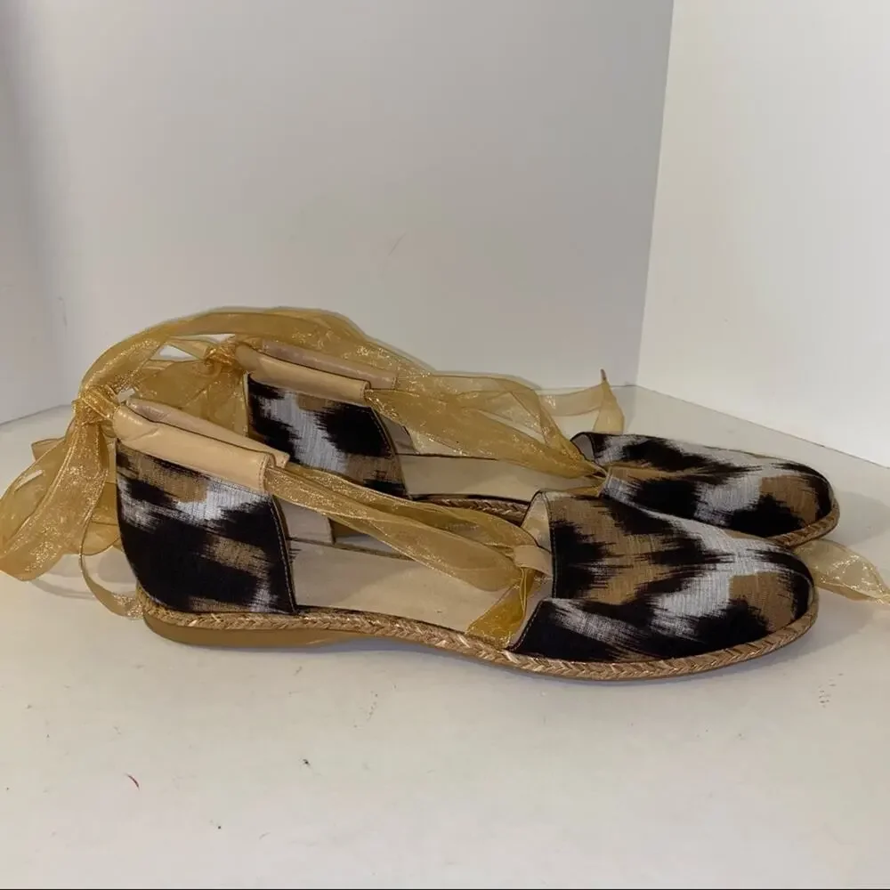 STUART WEITZMAN ribbon lace up espadrille ballet flats 7.5